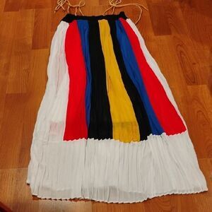 Colorful Pleated Maxi Skirt